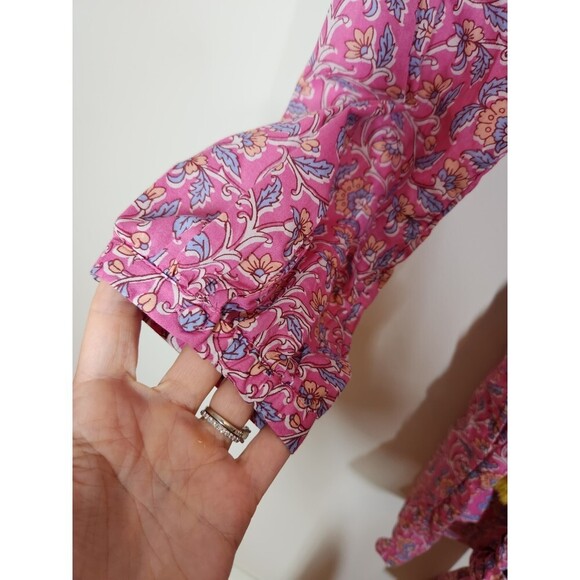 J. Crew Embroidered Romper in Pink Vines Block Print 6 - Picture 6 of 10